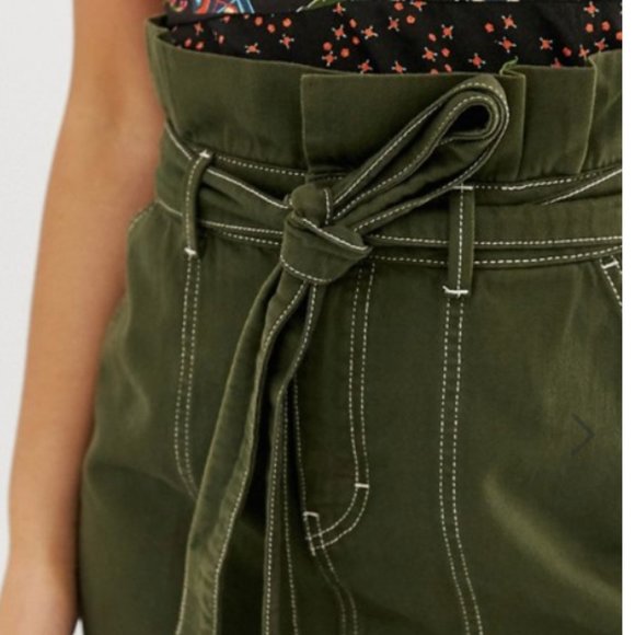 NWT Free People Arm Green Contrast Denim Tie Skirt - Picture 3 of 8